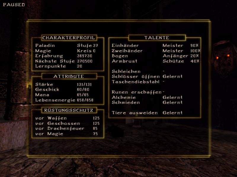 Paladin Char-Werte